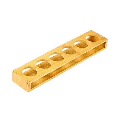 Wooden Acrylic Shot Glass Holder Rack, 6-Hole Single Row Wine Tasting Flight Tray, Shot Glass Display Stand, Bar Drink Serving Tray and Cup Storage Carrier
