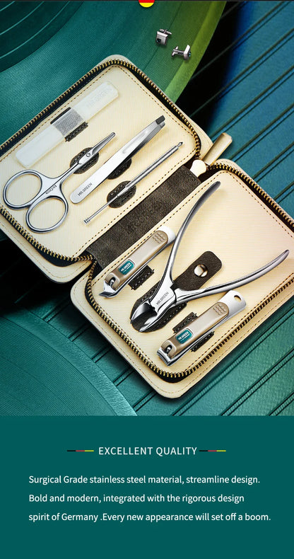 MR.GREEN Stainless Steel Manicure & Pedicure Grooming Kit – Nail Clipper Set with Travel Case for Men & Women