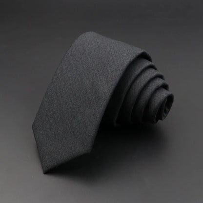 Men's 6cm Handmade Cotton Skinny Plaid Necktie – Slim Striped Grey Tie for Business, Casual & Wedding Wear