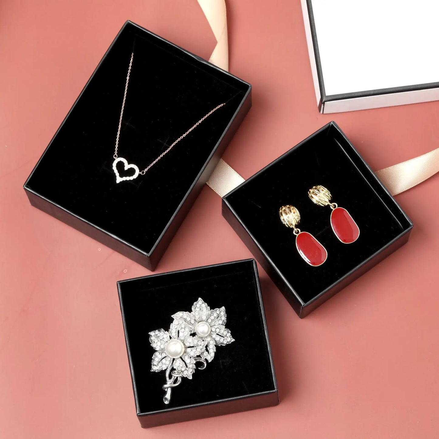 12PCS Paper Jewelry Gift Boxes for Rings, Earrings, Bracelets & Necklaces – Black & Gray Display Cases