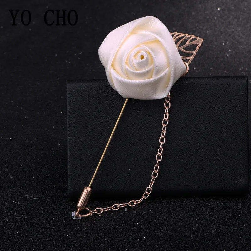 Boutonnière de seda para el novio y padrinos de boda – Pin de solapa floral para bodas, bailes de graduación y eventos formales