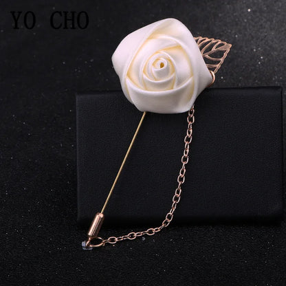 Boutonnière de seda para el novio y padrinos de boda – Pin de solapa floral para bodas, bailes de graduación y eventos formales