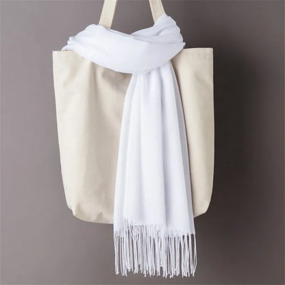 Bufanda de cachemira sólida para mujer – Chal Pashmina cálido de otoño invierno con diseño de borlas, accesorio de moda Foulard para hombres y mujeres