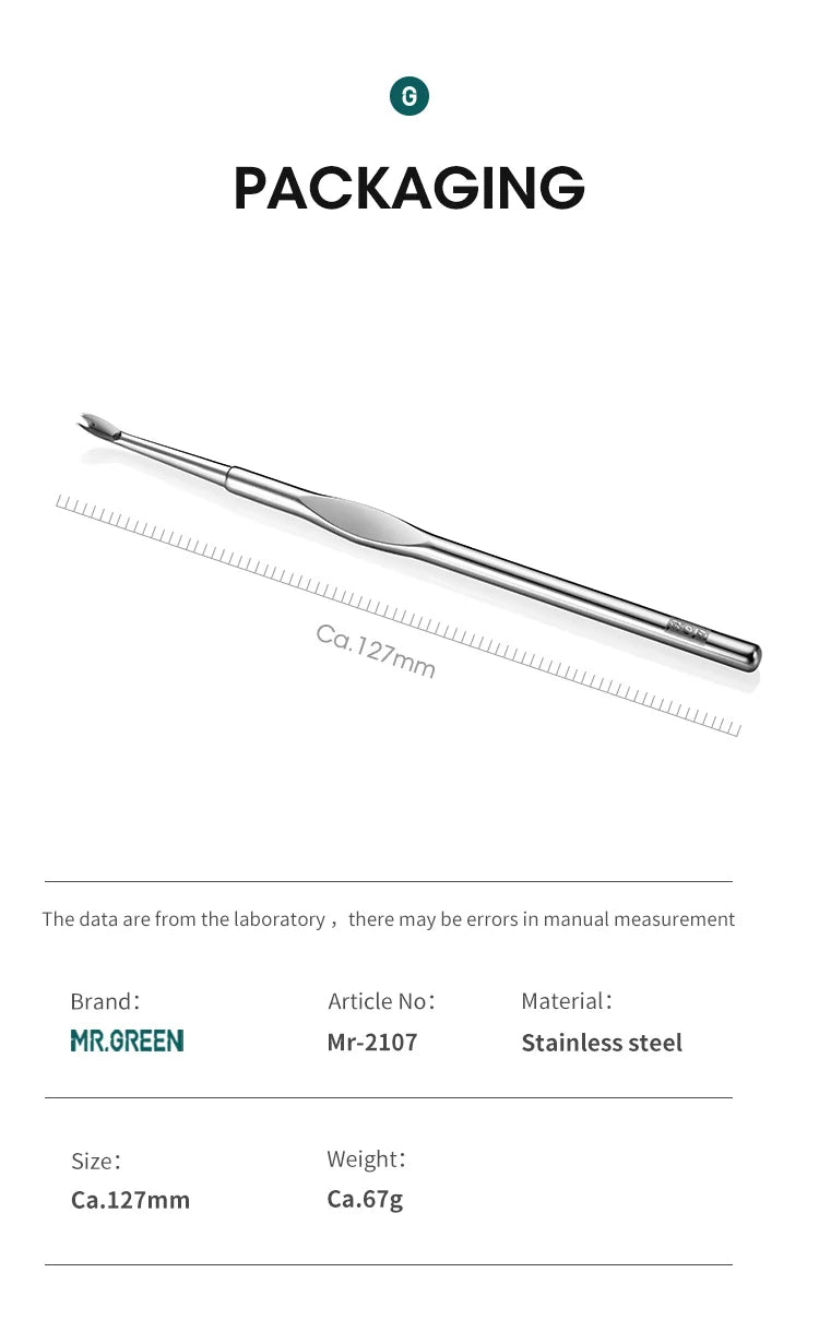 MR.GREEN Stainless Steel Cuticle Pusher & Cuticle Remover – Professional Nail Cleaner, Dead Skin Scraper & Manicure Tool
