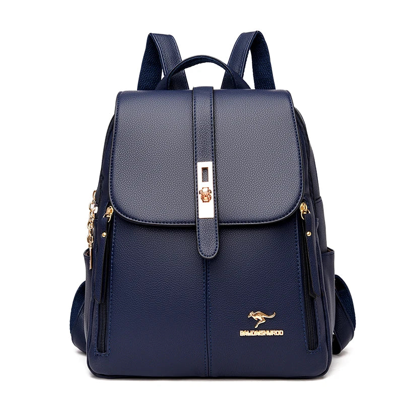 Women's Large-Capacity Leather Backpack Purse – High-Quality Vintage Rucksack for School, Travel, Work & Everyday Use, Stylish Ladies' Bookbag
