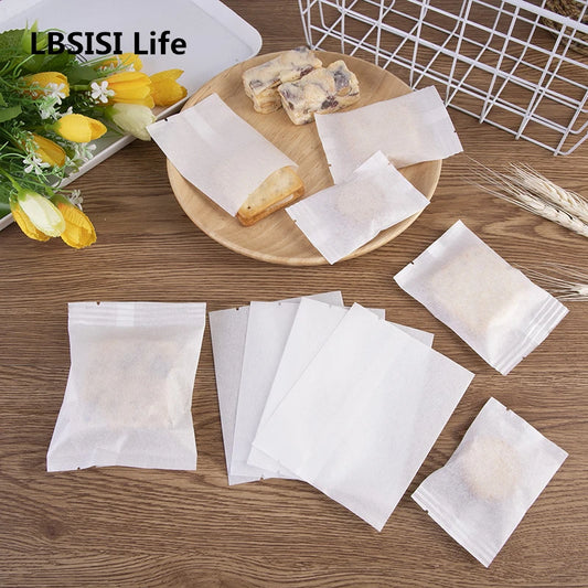 LBSISI Life 50/100 Bolsas de papel de algodón blanco – Bolsas de embalaje de regalo DIY para cumpleaños, baby shower, pasteles, turrón y recuerdos de fiesta