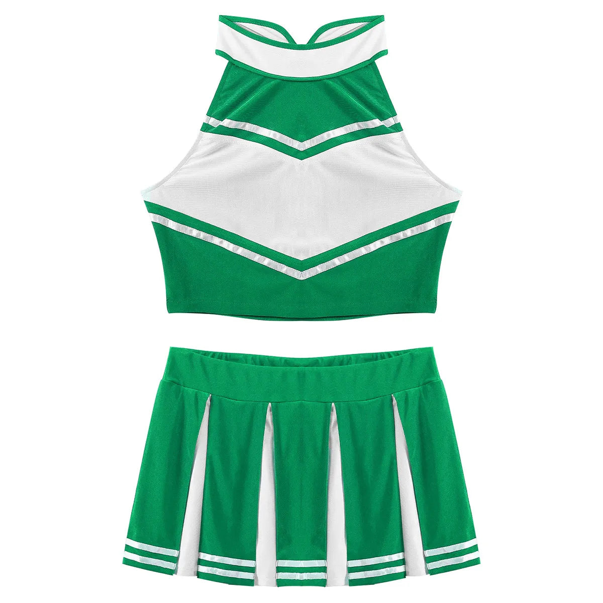 Women’s Cheerleader Cosplay Costume – Uniform Set (Crop Top + Mini Pleated Skirt, Carnival Outfit)