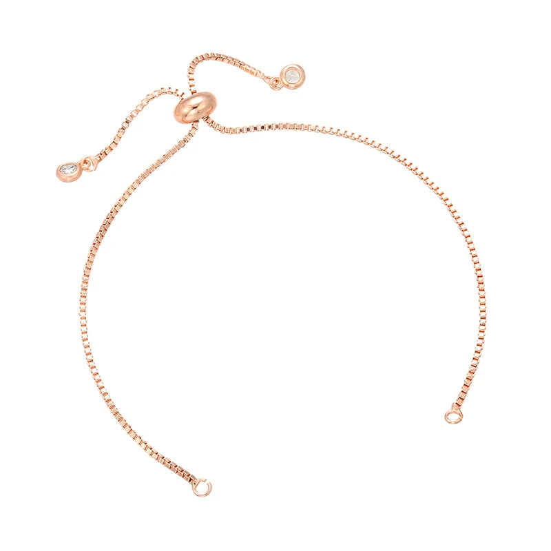 Cadena de pulsera ajustable de latón con diamantes de imitación – Cadena de joyería de 240 mm para pulseras, dijes y fabricación de joyas