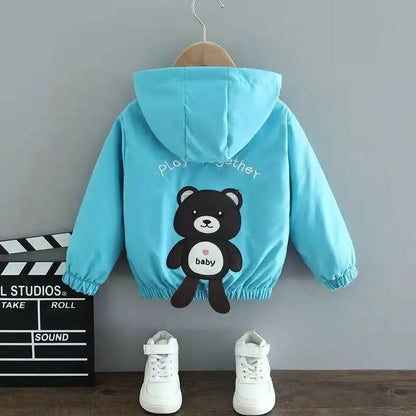 Cute Cartoon Animal Kids Jacket, Hooded Windbreaker for Baby Boys and Girls Ages 1-6, Lightweight Spring and Autumn Zipper Coat