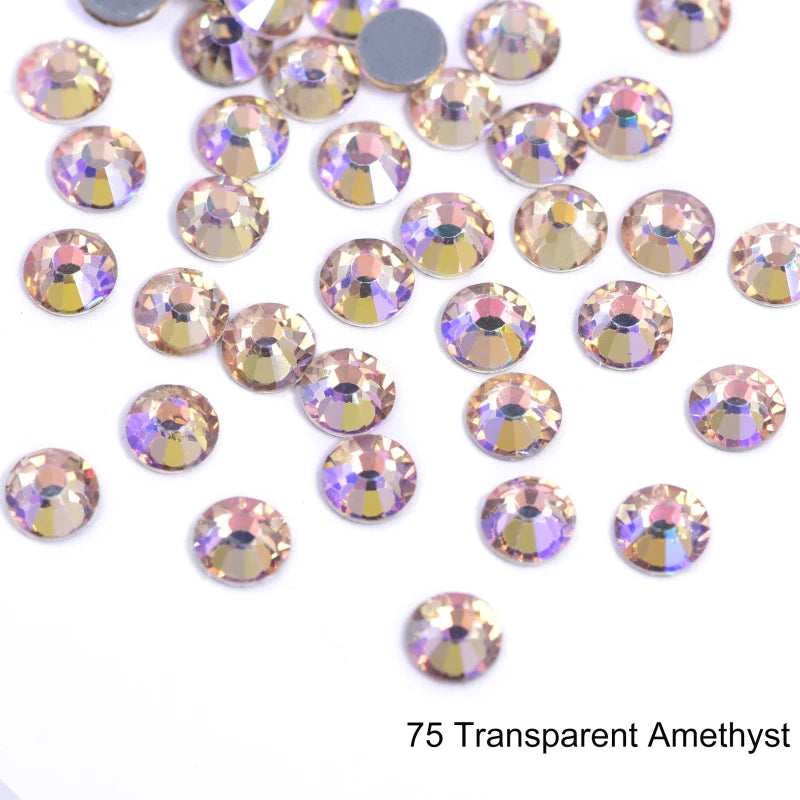 Set de diamantes de imitación de fijación en caliente de 1440 piezas – Piedras de cristal brillante de base plana para decoración de uñas, ropa y manualidades
