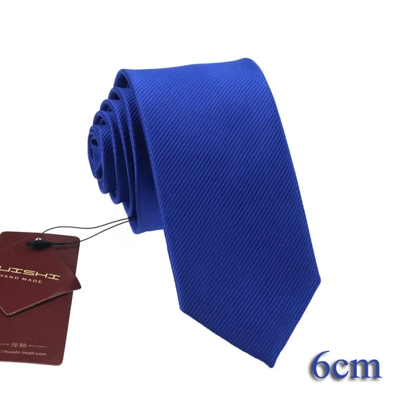 HUISHI Men's Waterproof Jacquard Necktie – 6cm Solid Dark Blue Tie for Business, Weddings & Formal Wear
