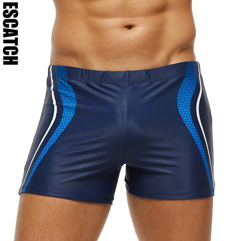 ESCATCH Men's Printed Swim Trunks – Plus Size Quick-Dry Elastic Swimsuit with Soft Liner for Beach & Swimming