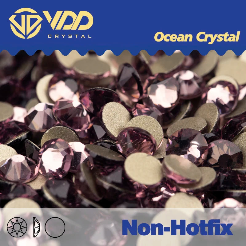 VDD 2088 Crystal Flower Nail Rhinestones – Non-Hotfix 8 Big & 8 Small Flatback Gems for Nail Art & DIY Decorations
