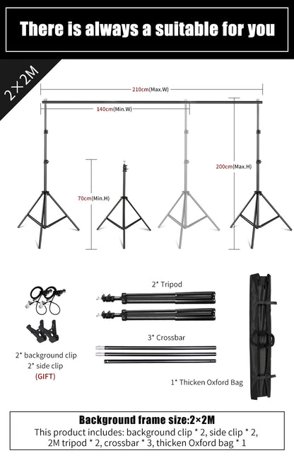 Photography Backdrop Stand Kit – Photo Studio Background Support System with Carry Bag
