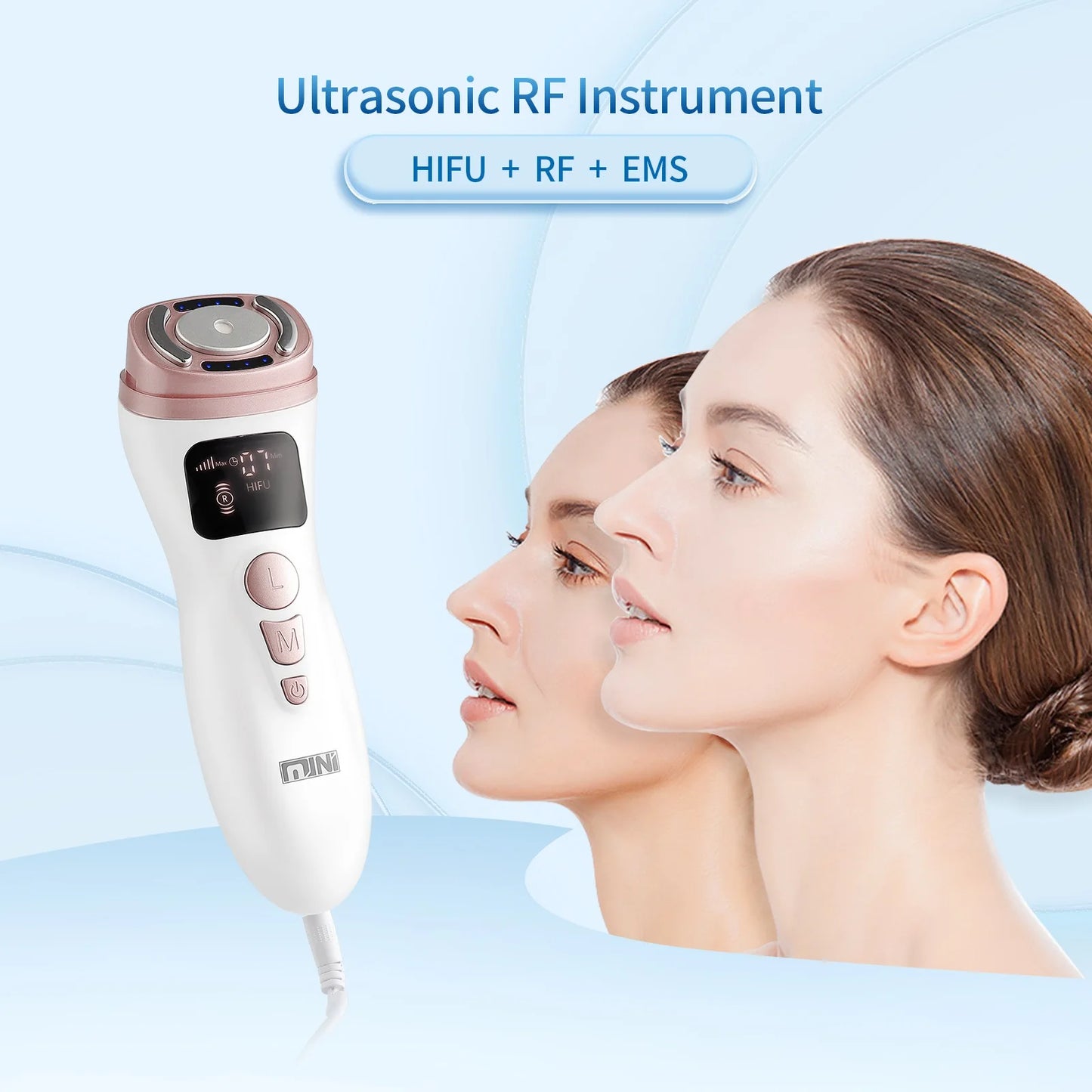 Mini HIFU Facial Lifting Device – Ultrasonic RF EMS Skin Tightening & Anti-Wrinkle Massager for Home Use