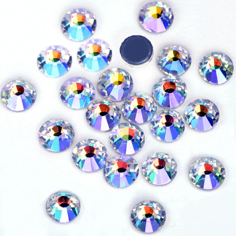 Set de diamantes de imitación de fijación en caliente de 1440 piezas – Piedras de cristal brillante de base plana para decoración de uñas, ropa y manualidades
