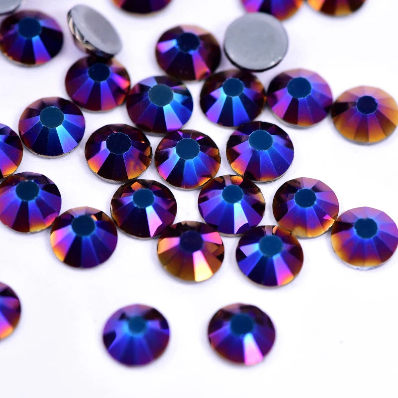 Set de diamantes de imitación de fijación en caliente de 1440 piezas – Piedras de cristal brillante de base plana para decoración de uñas, ropa y manualidades