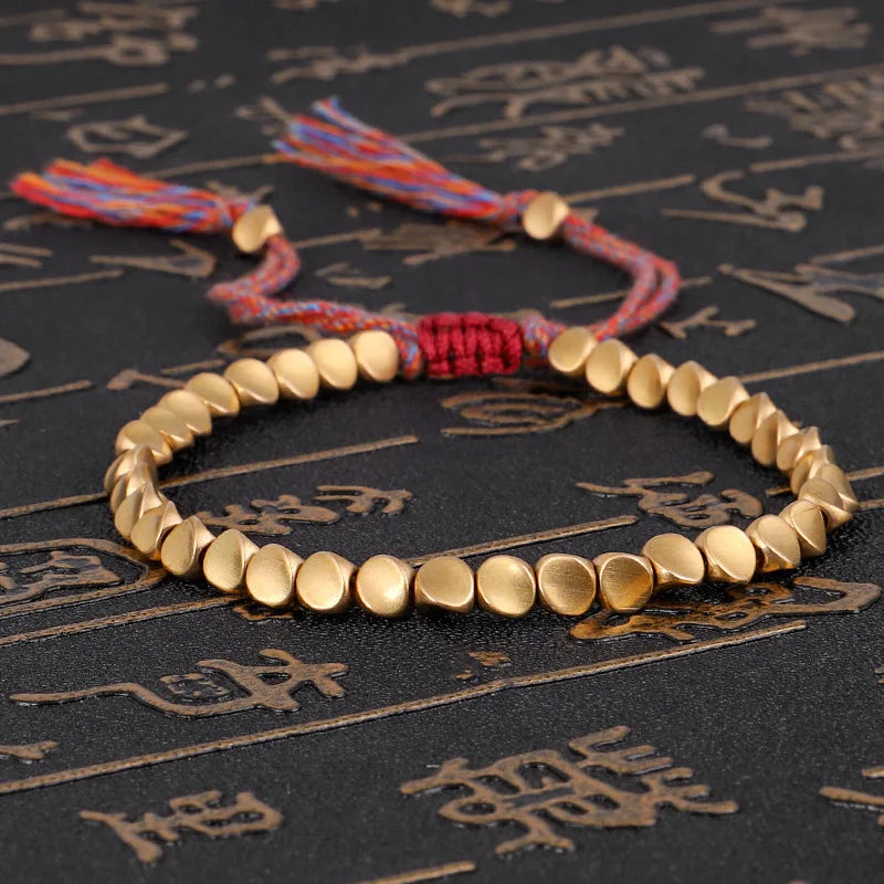 Handmade Tibetan Buddhist Copper Bead Bracelet – Lucky Braided Rope Bracelet & Bangle for Women & Men | Spiritual Fashion Jewelry Gift