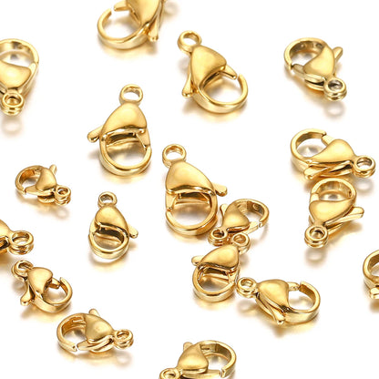 10–30 Broches de Langosta de Acero Inoxidable Chapado en Oro – Broches de Pinza para Pulseras, Collares y Suministros para Hacer Joyas DIY