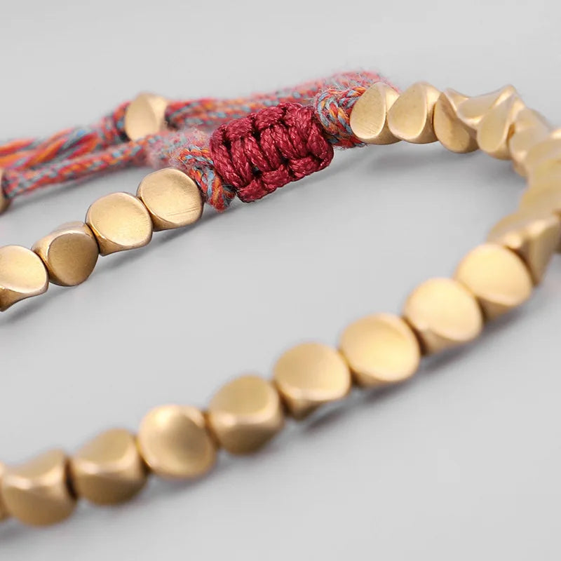 Handmade Tibetan Buddhist Copper Bead Bracelet – Lucky Braided Rope Bracelet & Bangle for Women & Men | Spiritual Fashion Jewelry Gift