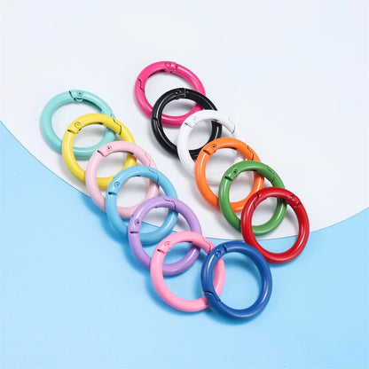 5-Piece Metal Spring O-Ring Carabiner Keychain Clips – Openable Round Buckle Connectors for DIY Keychains, Dog Chains & Jewelry Making
