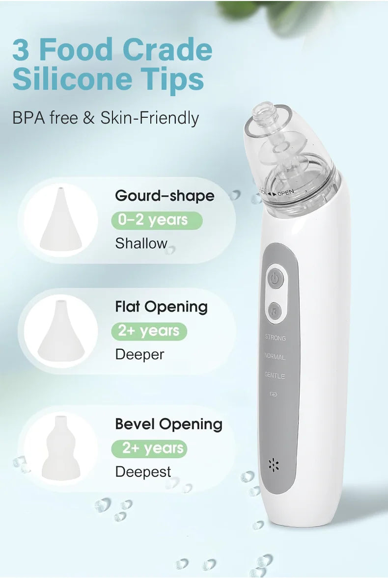 Aspirador nasal eléctrico recargable para bebés – Limpiador nasal portátil para recién nacidos y bebés con succión suave