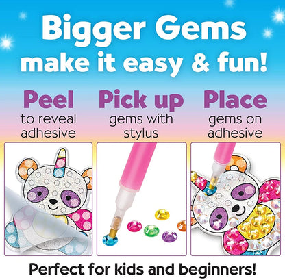 Kit de pegatinas de pintura de diamantes grandes de 12 piezas – Manualidades de mosaico de unicornio, animales y vida marina para niños