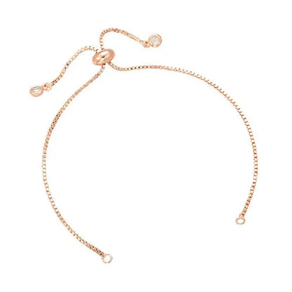 Cadena de pulsera ajustable de latón con diamantes de imitación – Cadena de joyería de 240 mm para pulseras, dijes y fabricación de joyas