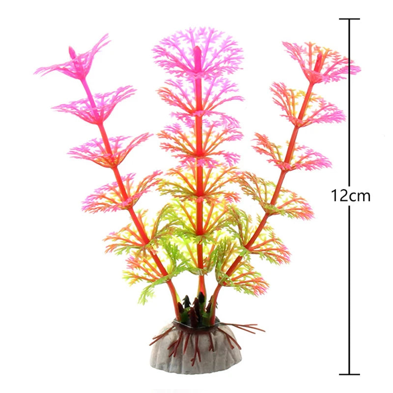 Artificial Underwater Aquarium Plants – Plastic Aquatic Fake Shrubs & Green Water Grass for Fish Tank Landscaping, Realistic Simulated Decor
