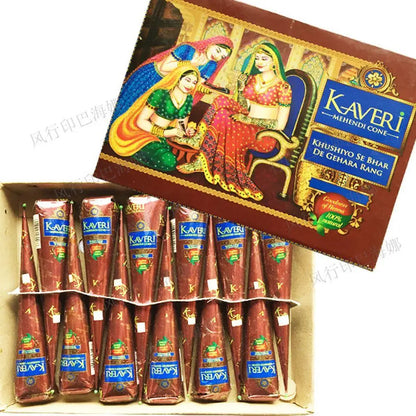 Conos de pasta de henna negra natural para tatuajes temporales – Arte corporal desechable para festivales, fiestas y bodas