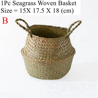 Cesta de mimbre de algas marinas Zerolife – Maceta colgante de ratán natural, cesto de ropa sucia, cesta de pícnic y cesta organizadora para el hogar Cesta Mimbre para plantas, ropa y decoración
