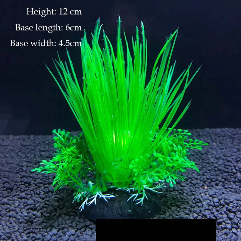 Artificial Underwater Aquarium Plants – Plastic Aquatic Fake Shrubs & Green Water Grass for Fish Tank Landscaping, Realistic Simulated Decor
