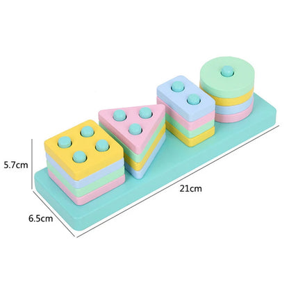 Montessori Wooden Building Blocks Color & Shape Matching Puzzle Educational Toy for Kids