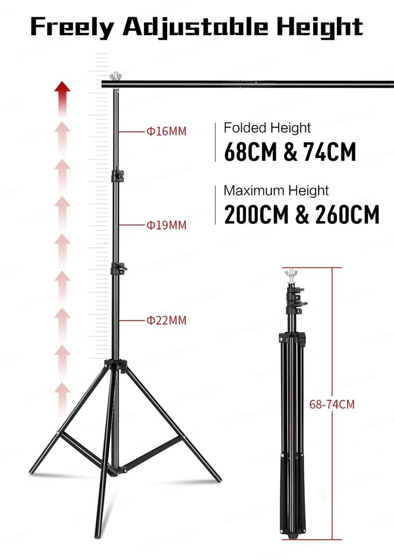 Photography Backdrop Stand Kit – Photo Studio Background Support System with Carry Bag