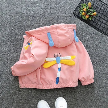 Cute Cartoon Animal Kids Jacket, Hooded Windbreaker for Baby Boys and Girls Ages 1-6, Lightweight Spring and Autumn Zipper Coat