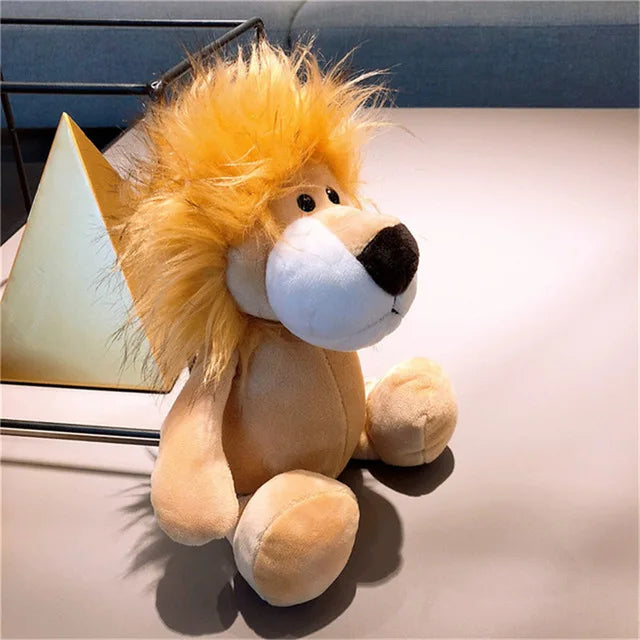 25CM Lifelike Safari Animal Plush Toys – Lion, Tiger, Elephant, Monkey, Leopard, Giraffe & Raccoon Stuffed Animals for Kids’ Gifts