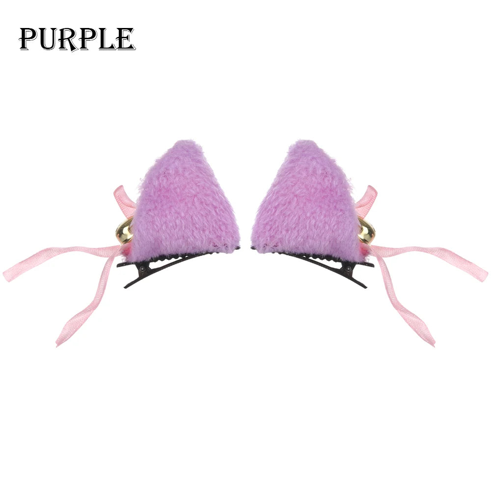 Cute Plush Cat Ear Hair Clips, Fluffy Sweet Lolita Anime Cosplay Hairpins, Kawaii Cartoon Animal Hair Accessories for Girls, Costume Parties, and Everyday Wear