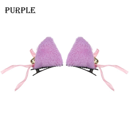 Cute Plush Cat Ear Hair Clips, Fluffy Sweet Lolita Anime Cosplay Hairpins, Kawaii Cartoon Animal Hair Accessories for Girls, Costume Parties, and Everyday Wear