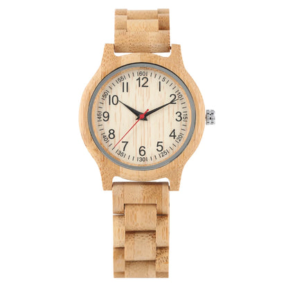 Women’s Natural Bamboo Wood Quartz Watch – Minimalist Wooden Band Wristwatch, Elegant Luxury Style Ladies’ Dress Watch