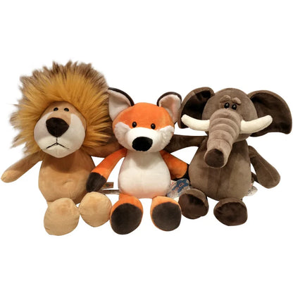 25CM Lifelike Safari Animal Plush Toys – Lion, Tiger, Elephant, Monkey, Leopard, Giraffe & Raccoon Stuffed Animals for Kids’ Gifts