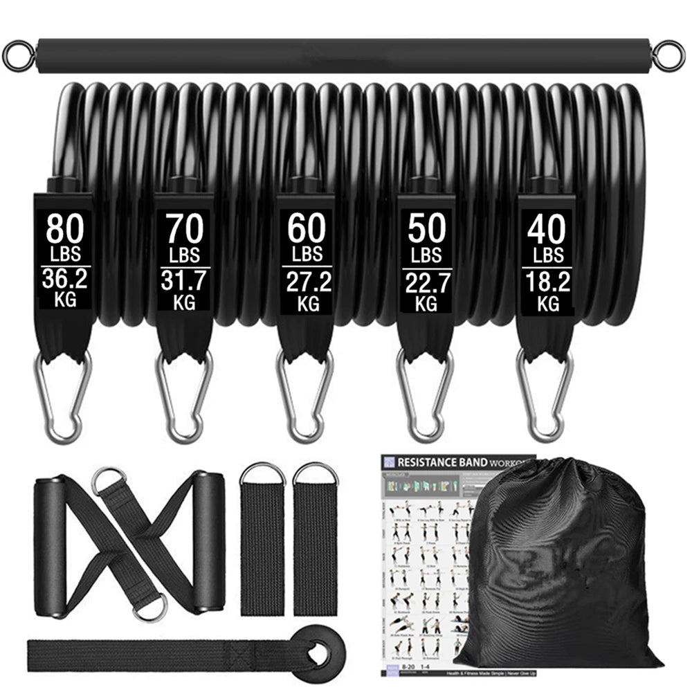 Juego de Bandas de Resistencia para Barra de Ejercicio – Expansor de Cuerda para Pilates y Yoga para Entrenamiento de Fuerza, Fisicoculturismo, Gimnasio en Casa y Ejercicios de Fitness