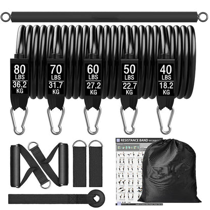 Juego de Bandas de Resistencia para Barra de Ejercicio – Expansor de Cuerda para Pilates y Yoga para Entrenamiento de Fuerza, Fisicoculturismo, Gimnasio en Casa y Ejercicios de Fitness
