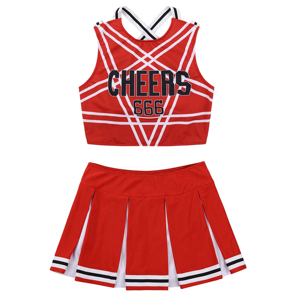 Women’s Cheerleader Cosplay Costume – Uniform Set (Crop Top + Mini Pleated Skirt, Carnival Outfit)