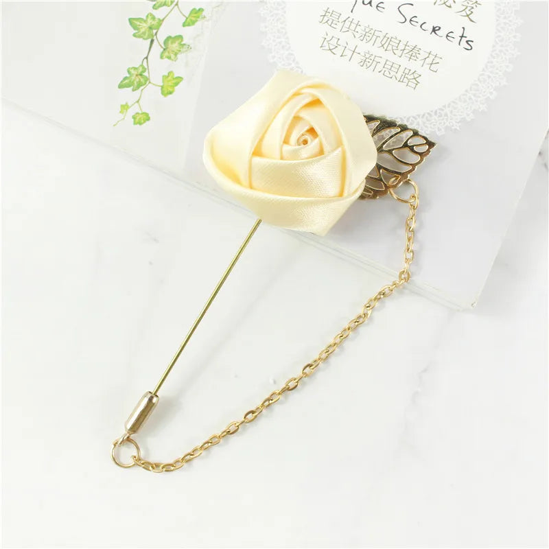Boutonnière de seda para el novio y padrinos de boda – Pin de solapa floral para bodas, bailes de graduación y eventos formales