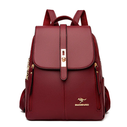 Women's Large-Capacity Leather Backpack Purse – High-Quality Vintage Rucksack for School, Travel, Work & Everyday Use, Stylish Ladies' Bookbag