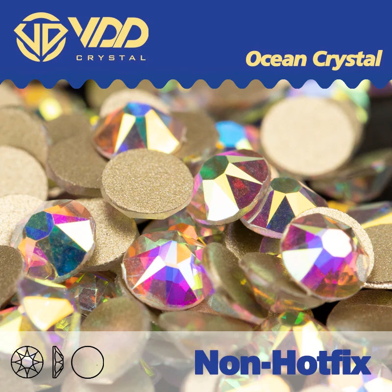 VDD 2088 Crystal Flower Nail Rhinestones – Non-Hotfix 8 Big & 8 Small Flatback Gems for Nail Art & DIY Decorations
