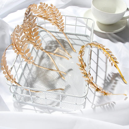Vintage Gold Leaf Bridal Headband – Roman Greek Goddess Wedding Tiara Crown Hair Accessory for Women