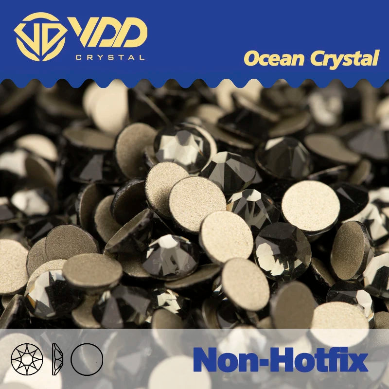 VDD 2088 Crystal Flower Nail Rhinestones – Non-Hotfix 8 Big & 8 Small Flatback Gems for Nail Art & DIY Decorations