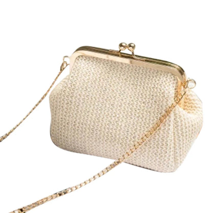 Sac bandoulière bohème en paille pour femme, sac de plage en rotin tressé, petite pochette de soirée