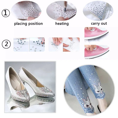 Set de diamantes de imitación de fijación en caliente de 1440 piezas – Piedras de cristal brillante de base plana para decoración de uñas, ropa y manualidades
